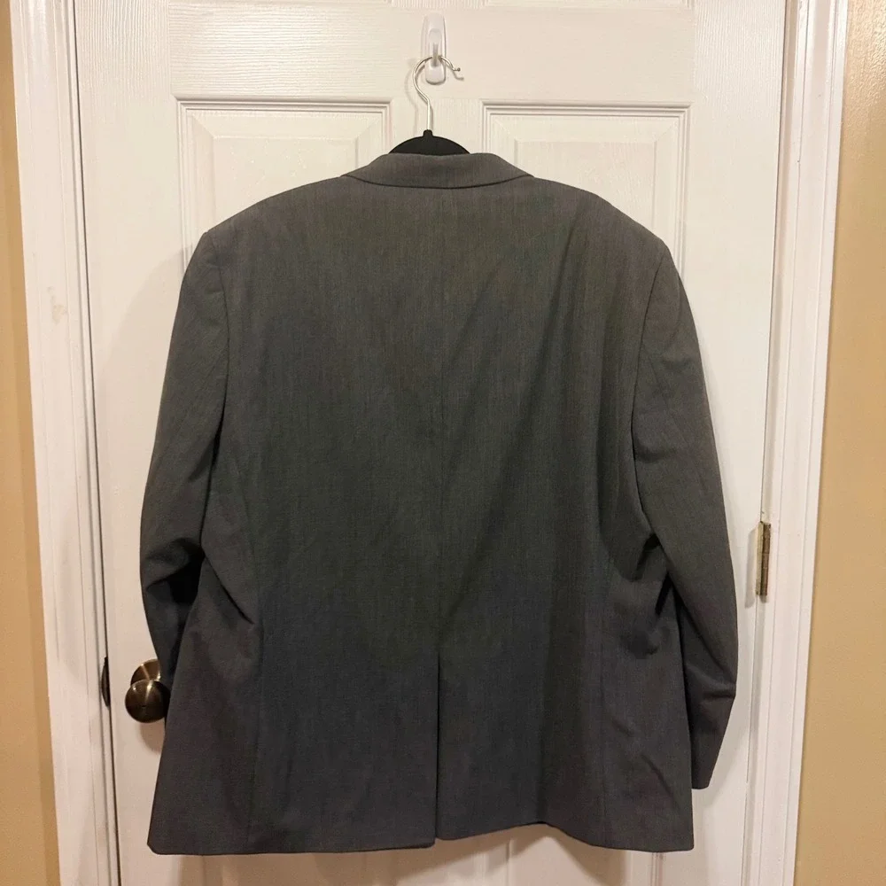 Chaps Mens Gray Two Button Suit Jacket Blazer 48R Regular Fit Notch Lapel Solid